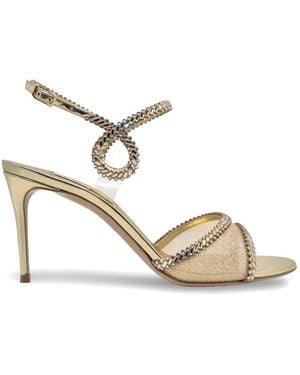 Casadei Josephine Crystal-Embellished Heeled Sandals - Metallic