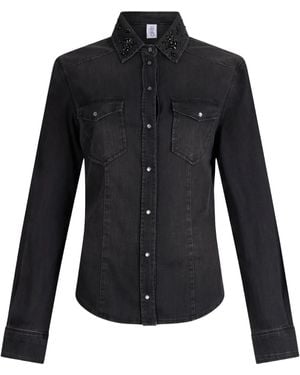 Liu Jo Rhinestone-Embellished Denim Shirt - Black