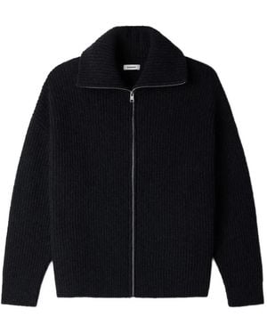 Sandro Ribbed-Knit Zip-Up Cardigan - Blue