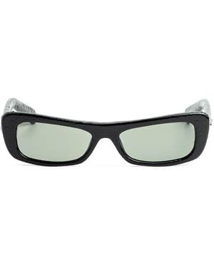 Jacquemus Capri Crocodile-Effect Rectangular Sunglasses - Black