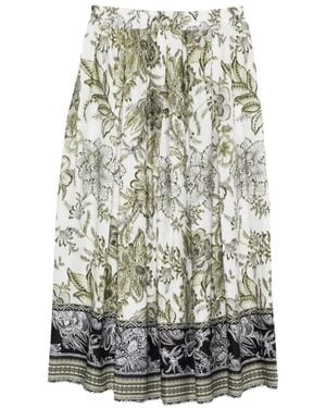 Fay Floral-Print Pleated Midi Skirt - White