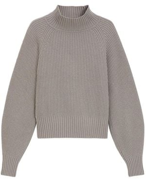 HUGO Ribbed Funnel-Neck Jumper - Grey