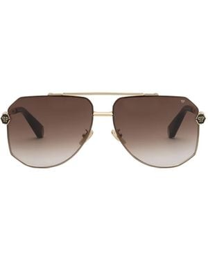 Philipp Plein Geometric-Frame Sunglasses - Brown