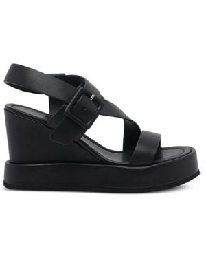 Paloma Barceló Buckle-Closure Leather Sandals - Black