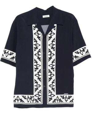 Sandro Contrast Print Loose-Fit Shirt - Blue