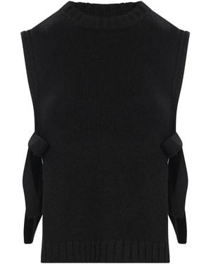 Soeur Uzel Side-Tie Knitted Vest - Black