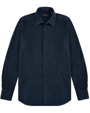Glanshirt Hemd aus Cord - Blau