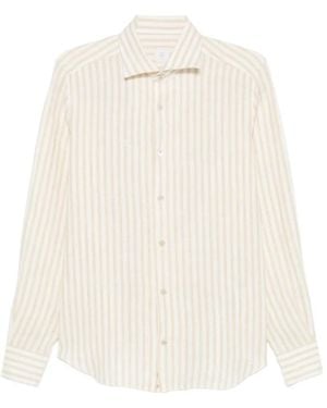 Eleventy Striped Linen Shirt - White