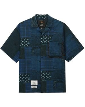 Alpha Industries Patchwork-Pattern Paneled Shirt - Blue