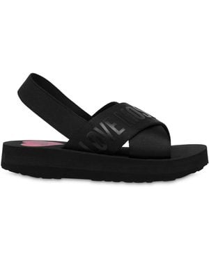 Love Moschino Logo-Print Sandals - Black