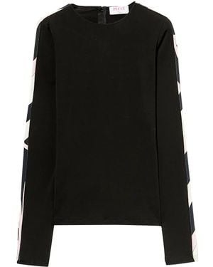 PUCCI Contrast-Trim Long-Sleeve Top - Black
