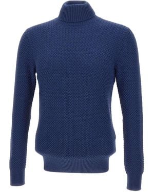 Gran Sasso Textured Turtleneck Sweater - Blue