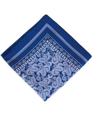 Eton Paisley-Print Silk Pocket Square - Blue