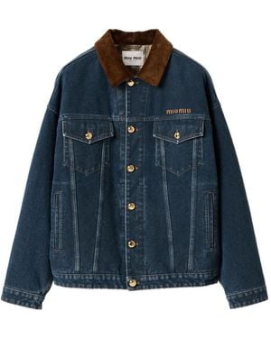 Miu Miu Denim Jack Met Fluwelen Kraag - Blauw