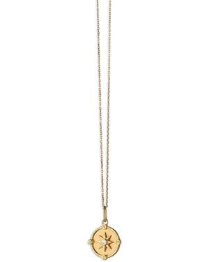 Monica Rich Kosann 18K Mini Adventure Compass Diamond Necklace - White
