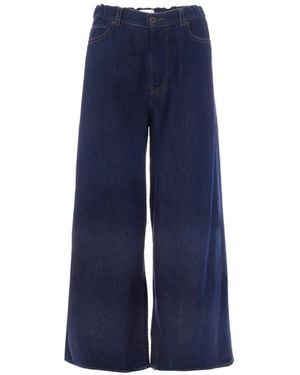Max Mara Elasticated-Waist Wide-Leg Jeans - Blue