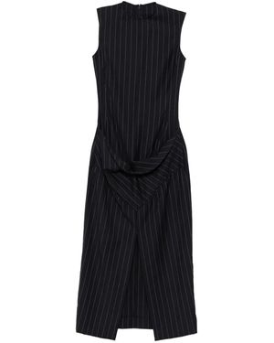 Burc Akyol Striped-Patern Sleeveless Midi Dress - Black