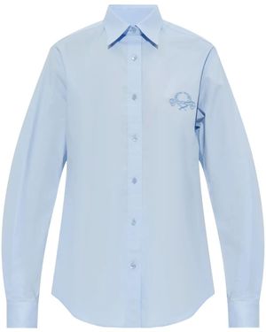 Moschino Camicia Con Ricamo - Blu