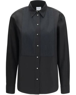 Sara Roka Sibella Pleated-Bib Shirt - Black