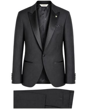 Manuel Ritz Satin-Lapel Single-Breasted Suit - Black