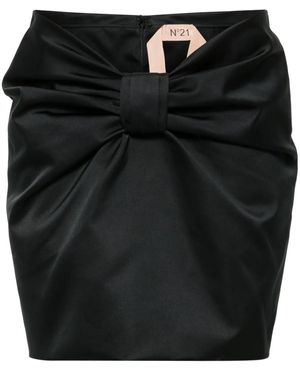 N°21 Gathered Satin Mini Skirt - Black