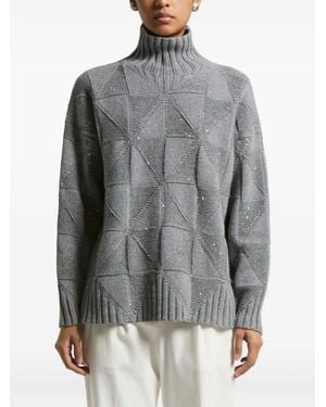 Peserico Geometric Sequin-Embellished Jumper - Grey