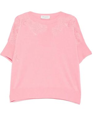 ERMANNO FIRENZE Floral-Lace T-Shirt - Pink