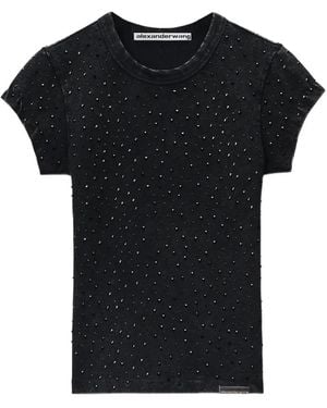 Alexander Wang All Over Crystal T-Shirt - Black