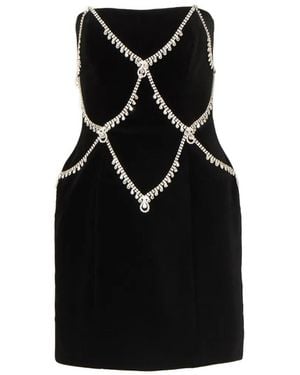 Costarellos Novee Velvet Crystal-Embellishment Mini Dress - Black