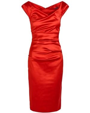 Talbot Runhof Draped Midi Dress - Red
