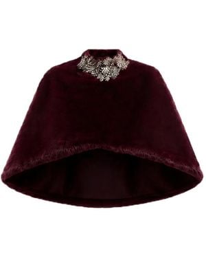 Gemy Maalouf Embellished Faux-Fur Bolero - Red
