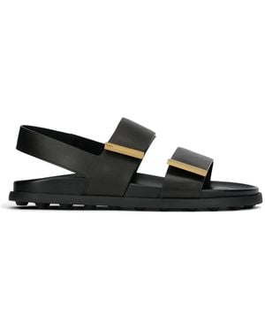 Tod's Metallic Leather Sandals - White