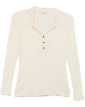 Marc O' Polo Ribbed-Knit Long-Sleeve Polo Shirt - White