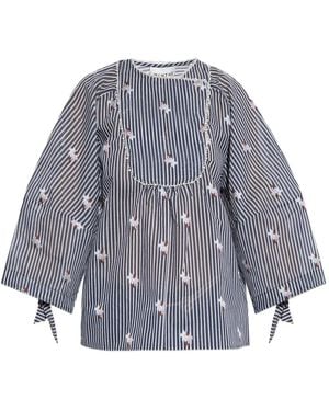 Munthe Organic Cotton-Blend Blouse - Gray
