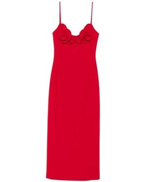 Magda Butrym Floral-Applique Spaghetti-Strap Midi Dress - Red