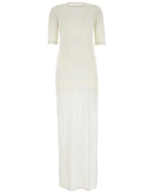 Ami Paris Fine-Knit Sheer Maxi Dress - White
