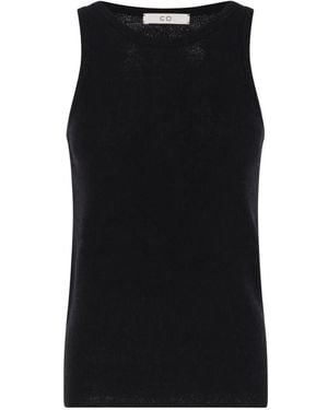 Co. Ribbed-Knit Silk-Blend Top - Black