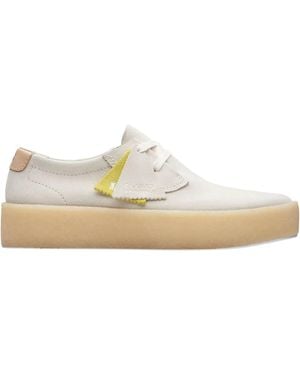 Clarks Ashcott Cup "Off Suede" Lace-Up Shoes - Bianco