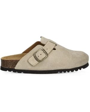 Scholl Buckle-Fastening Suede Mules - White