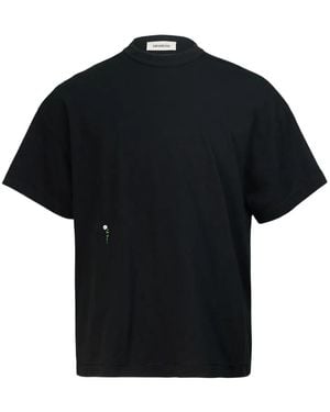 Diomene T-Shirt mit Blumenstickerei - Schwarz