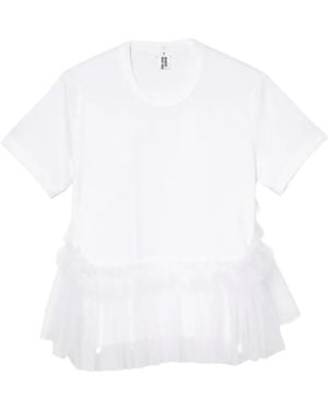 Noir Kei Ninomiya T-Shirt mit Rüschen - Weiß