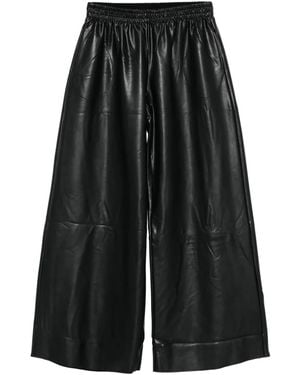 Norma Kamali Elastic-Waist Wide-Leg Pants - Black