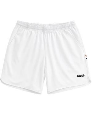 BOSS GREEN HUGO BOSS Logo-Print Elasticated Shorts - White