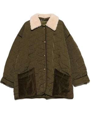Bimba Y Lola Khaki Oversize Padded Coat - Green
