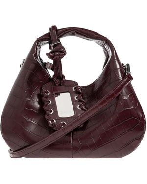 Ganni Crocodile-Effect Tote Bag - Purple