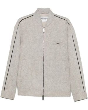 Iceberg Logo-Plaque Side-Stripe Jacket - Grey