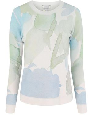 Kinross Cashmere Watercolour-Print Crew-Neck Sweatshirt - Blue