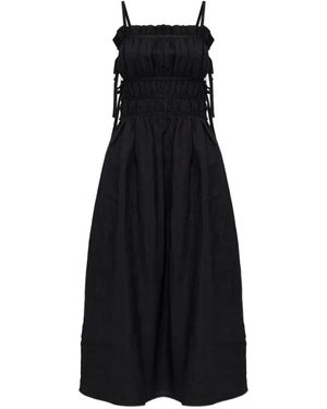 Cult Gaia Ruffled Tie Midi Dress - Black