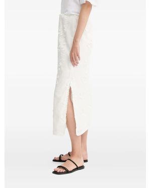 Munthe Ursa Floral-Embroidered Midi Skirt - White