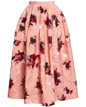 Erdem Floral-Print Pleated Midi Skirt - Pink